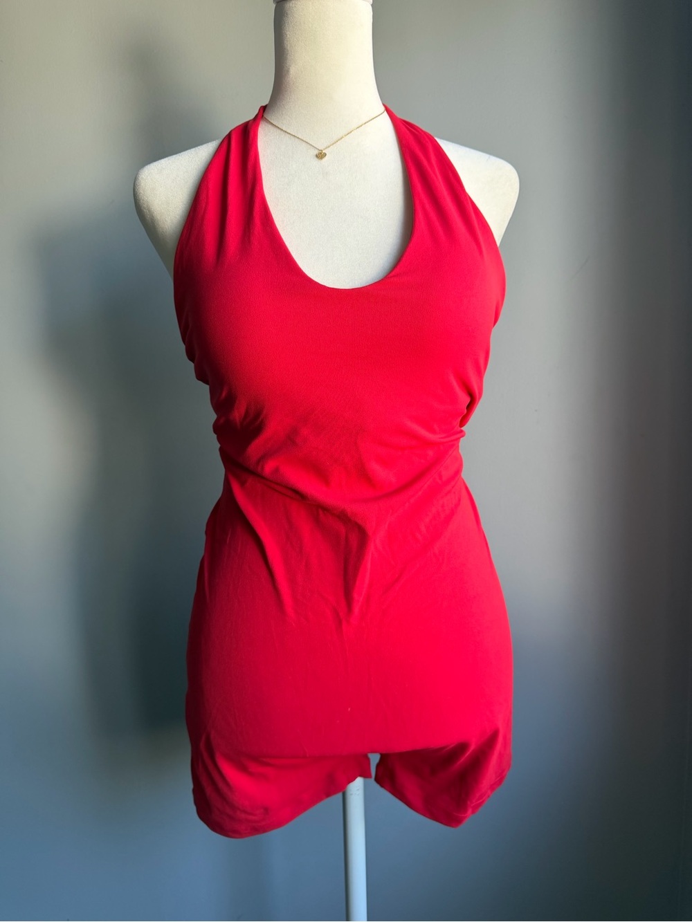Red Halter Workout Romper